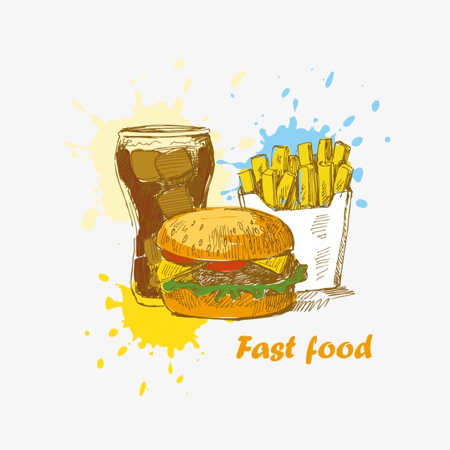 650x650 Drawing Burger And Fries, Burger Vector, Watercolor, Hamburger Png - French Fries Watercolor