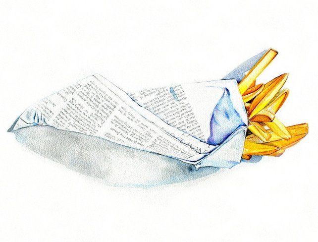 642x488 French Fries Art Print Of Original Watercolor Painting Food Etsy - French Fries Watercolor