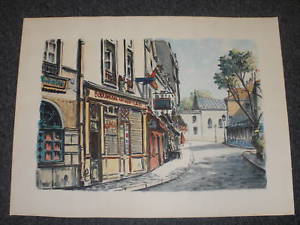 300x225 French Watercolor Painting Sign G Lambert 1962 Georges Ebay - French Watercolor