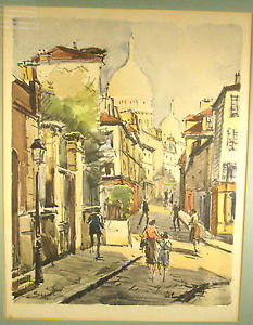 233x300 Vintage Paris France Scene Watercolor - French Watercolor