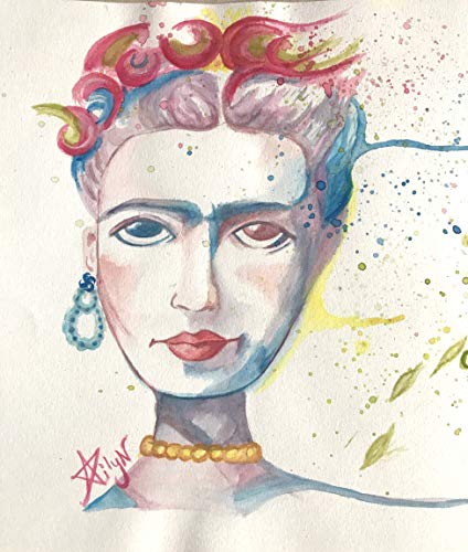 424x500 Frida Kahlo Watercolor Drawing Handmade - Frida Kahlo Watercolor