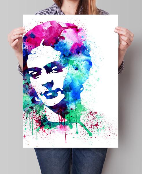 491x600 Frida Kahlo Watercolor Painting, Frida Kahlo Art, Wall Art Poster - Frida Kahlo Watercolor