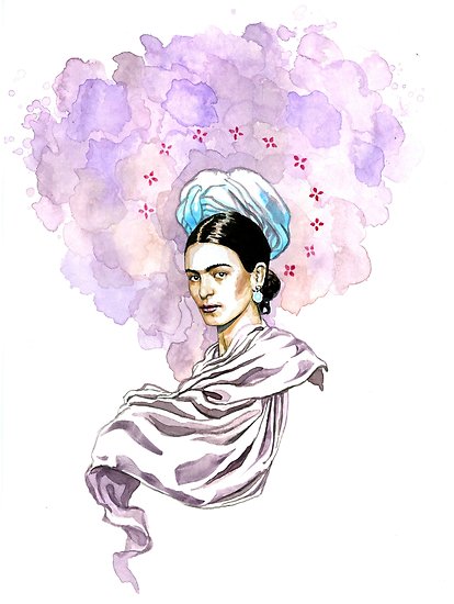 414x550 Frida Kahlo Watercolor Posters By Edleon Redbubble - Frida Kahlo Watercolor
