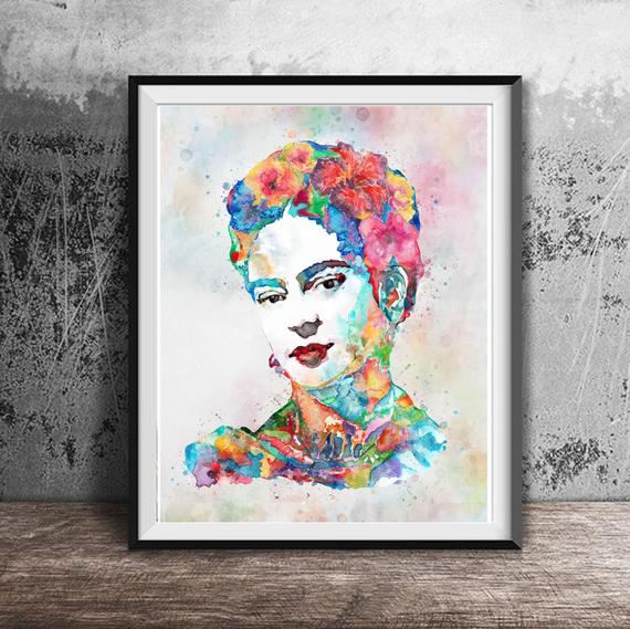 570x569 Frida Kahlo Watercolor Print Wall Art Prints Frida Kahlo Art Etsy - Frida Kahlo Watercolor