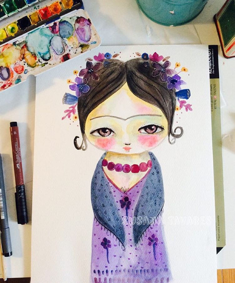 750x902 Making A Frida Kahlo - Frida Kahlo Watercolor