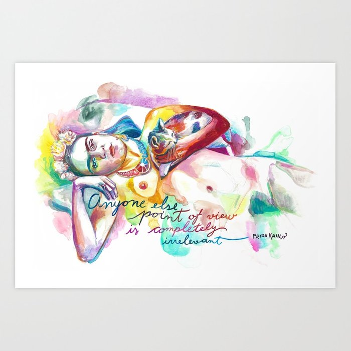 700x700 Frida Kahlo With Cat - Frida Kahlo Watercolor