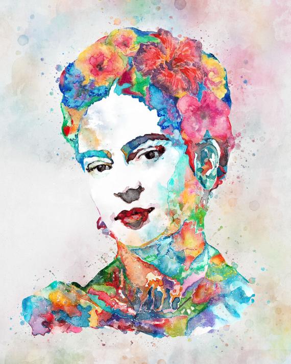 570x713 Frida Kahlo Watercolor Print Wall Art Prints Frida Kahlo Art Etsy - Frida Watercolor