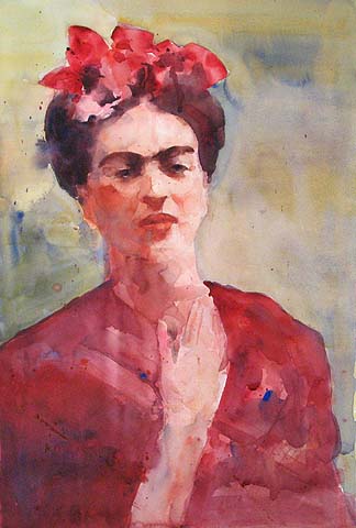 324x480 Frida Kahlo With Red Flowers In Her Hair - Frida Watercolor