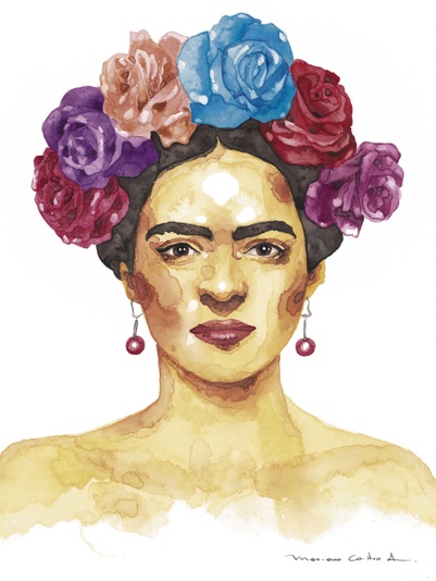 401x534 Frida 1 Aquarela - Frida Watercolor