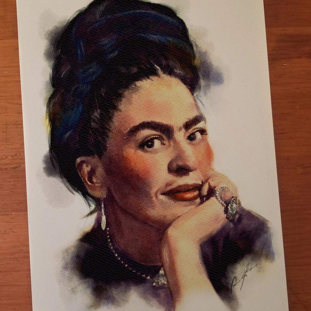 1080x1080 Fridawatercolor, Ink Stick, Pastel13x19 Art - Frida Watercolor