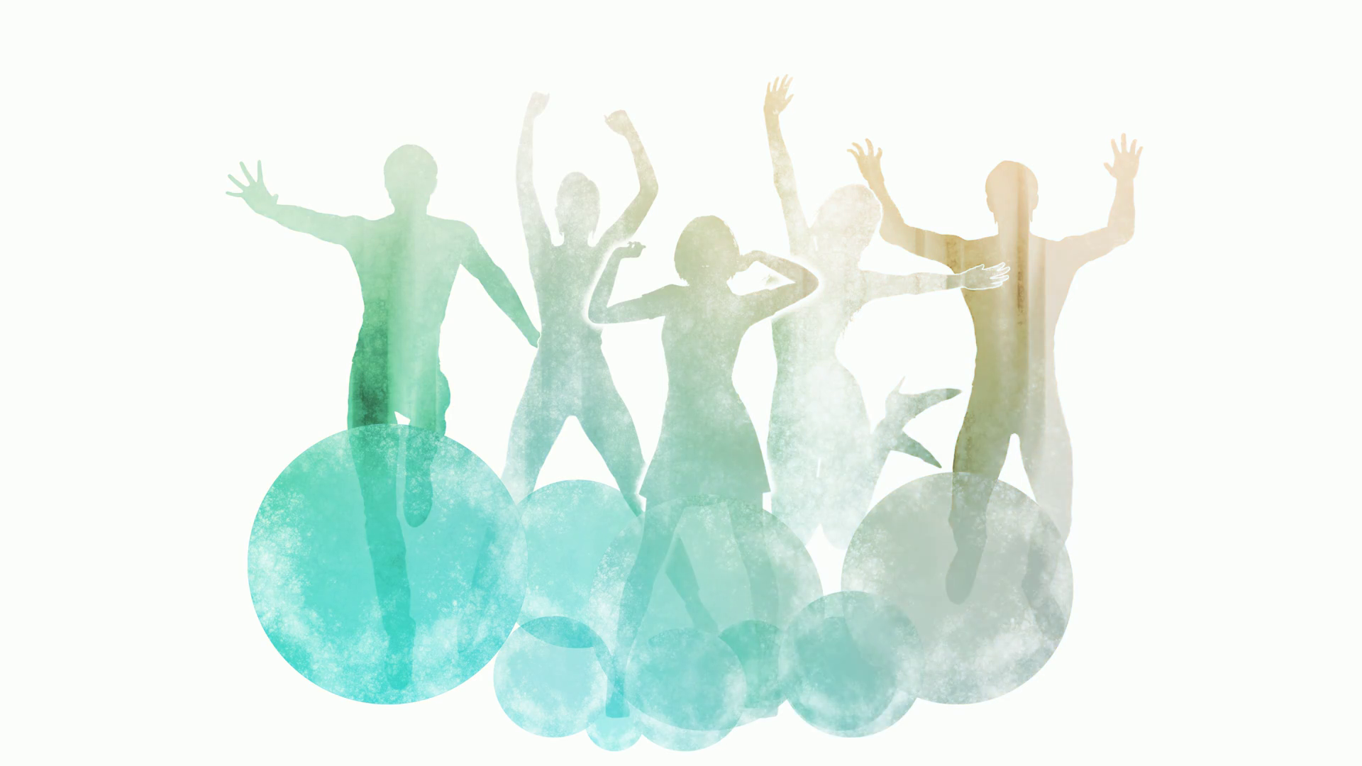 1920x1080 Group Of Friends Jumping For Joy In Watercolor Paint Motion - Friends Watercolor