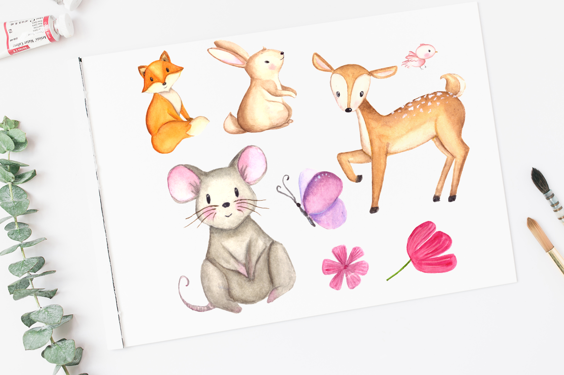 1160x772 Woodland Friends Watercolor Clip Art Set - Friends Watercolor