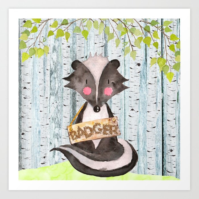 700x700 Badger - Friends Watercolor