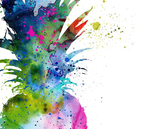 600x537 Pineapple Watercolor Art Print, Fruit Watercolor Art Painting - Fruit Watercolor Painting