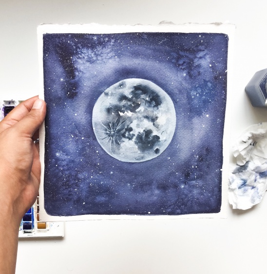 548x561 Full Moon - Full Moon Watercolor