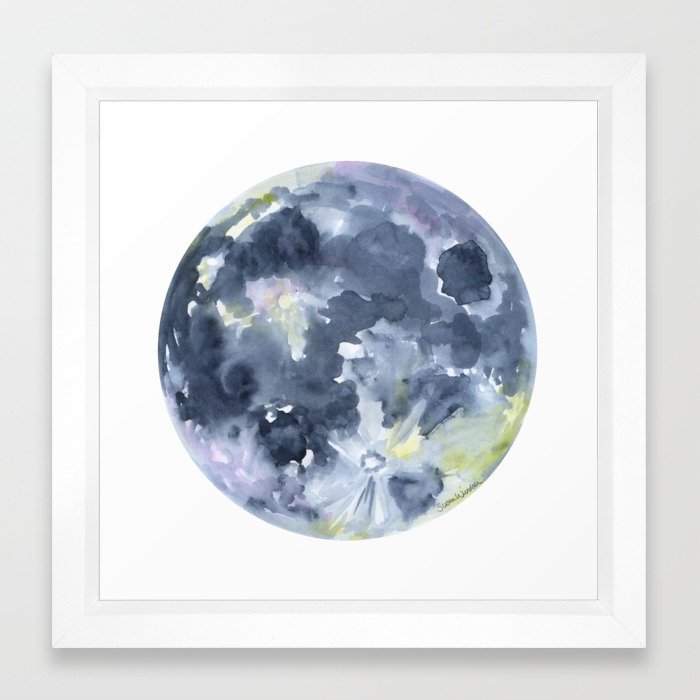700x700 Full Moon Watercolor Framed Art Print By Susanwindsor Society6 - Full Moon Watercolor