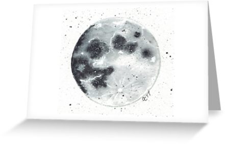 441x283 Full Moon Watercolor Greeting Cards By Carriannec Redbubble - Full Moon Watercolor