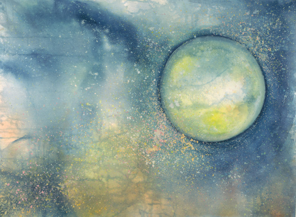 1000x733 A Year Of Full Moons - Full Moon Watercolor