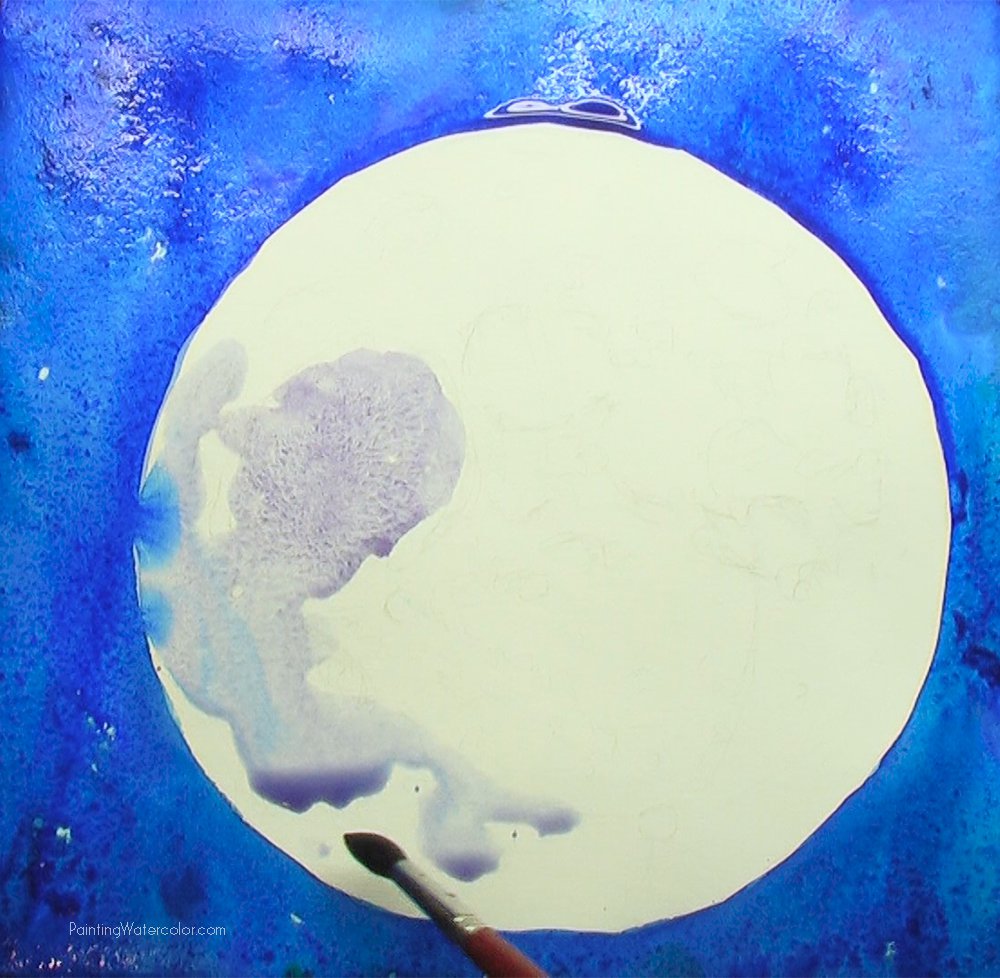 1000x978 How To Paint A Full Moon Watercolor Painting Tutorial - Full Moon Watercolor