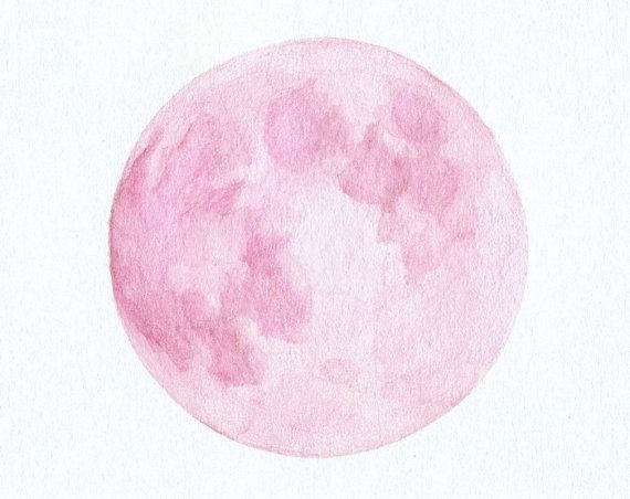 570x452 Pink Full Moon....watercolor Painting Shades Of Pink - Full Moon Watercolor