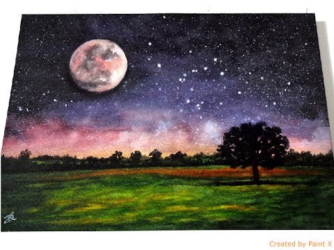480x360 Watercolor Painting Tutorial Full Moon - Full Moon Watercolor