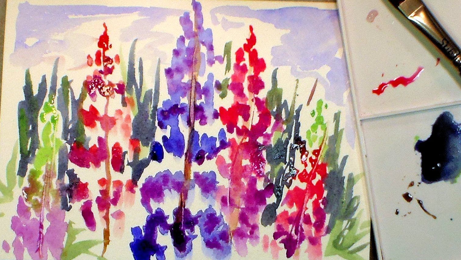 1511x851 How To Paint Lupine Flowers In Watercolor (Full Tutorial) Rookie - Full Watercolor