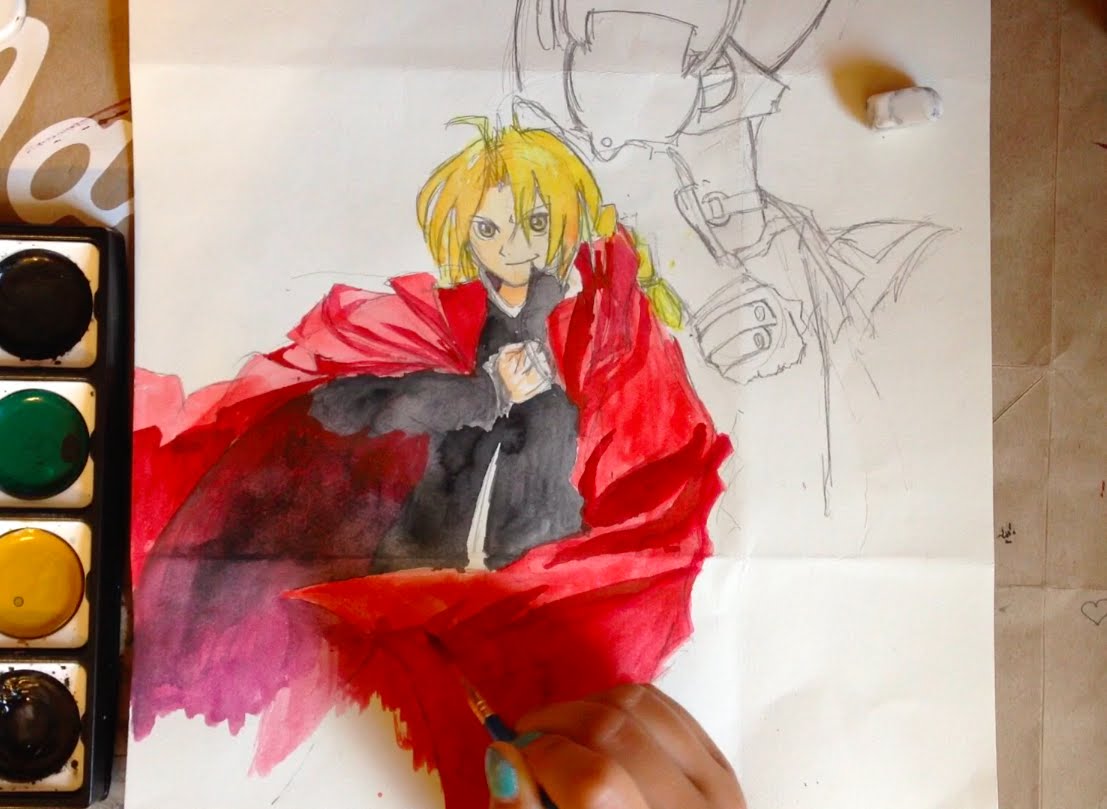 1107x809 Fullmetal Alchemist Speed Drawing Watercolor - Fullmetal Alchemist Watercolor