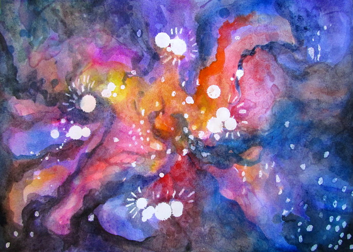690x493 Fun Watercolor Galaxy And Space Paintings - Fun Watercolor