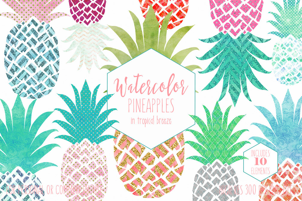 1008x671 Watercolor Pineapple Clipart Commercial Use Clip Art Fun Tropical - Fun Watercolor