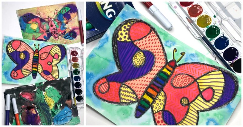 800x420 Crazy Colorful Butterfly - Fun Watercolor
