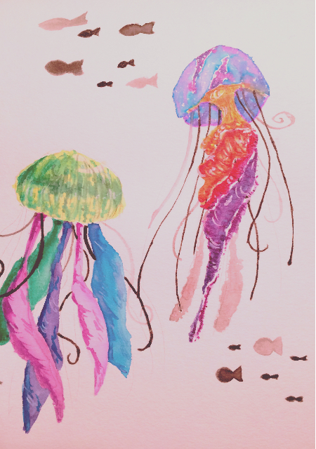 450x640 Painted Some Funky Watercolor Jellyfish - Funky Watercolor