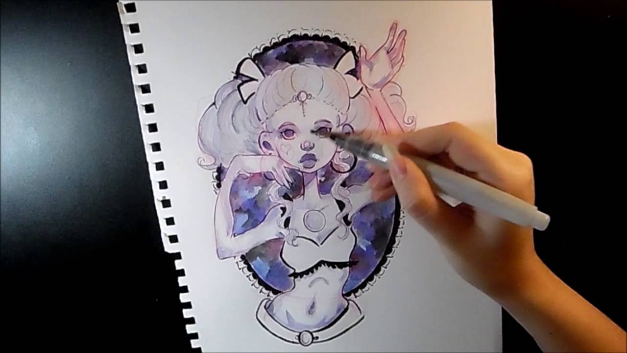1280x720 Galaxy Girl ~watercolor Drawing - Galaxy Girl Watercolor