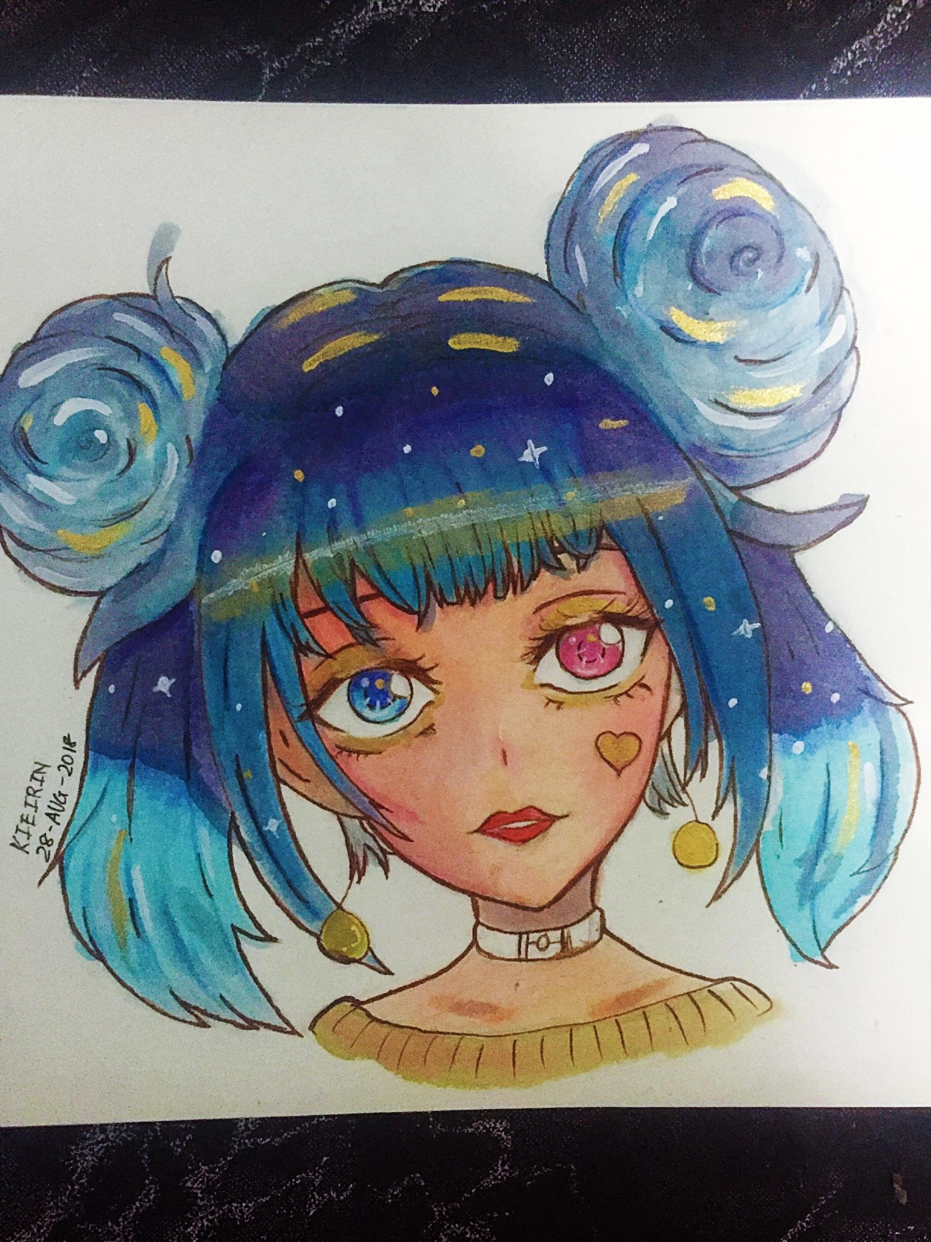1836x2448 Galaxy Girl, Watercolor , 500x500 Art - Galaxy Girl Watercolor