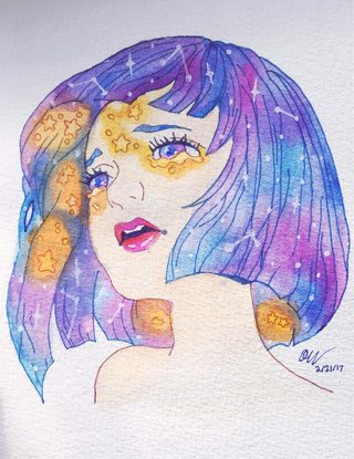 320x415 More Galaxy Girls ) - Galaxy Girl Watercolor