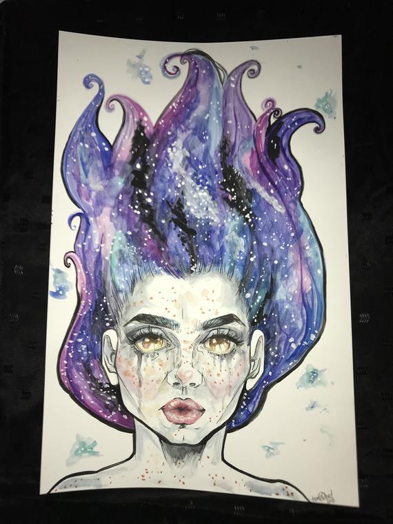 Galaxy Girl Watercolor at PaintingValley.com | Explore collection of ...