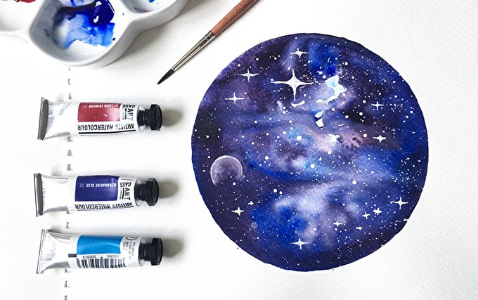 680x427 How To Create A Galaxy Watercolour Painting Cass Art - Galaxy Painting Watercolor