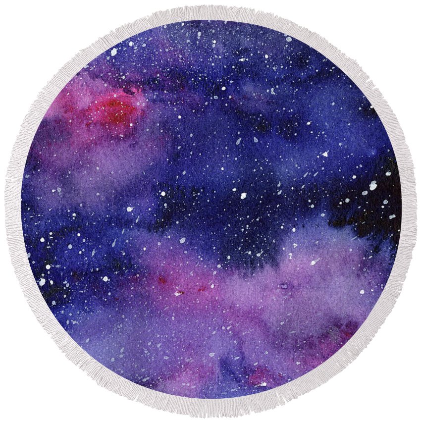 850x850 Nebula Watercolor Galaxy Round Beach Towel For Sale By Olga Shvartsur - Galaxy Watercolor