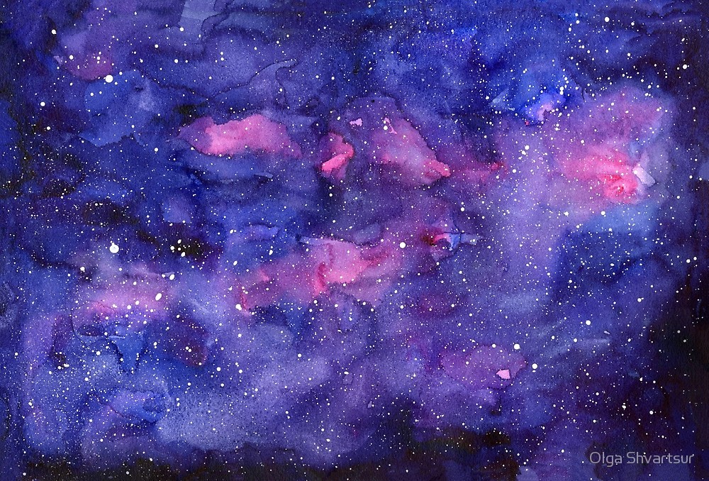 1000x678 Watercolor Galaxy Pink Purple Abstract Texture By Olga Shvartsur - Galaxy Watercolor