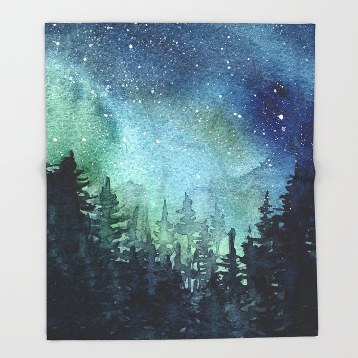 700x700 Galaxy Watercolor Space Night Sky Nebula Painting Aurora Throw - Galaxy Watercolor Painting