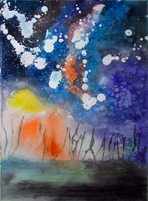 509x690 Fun Watercolor Galaxy And Space Paintings - Galaxy Watercolor Painting
