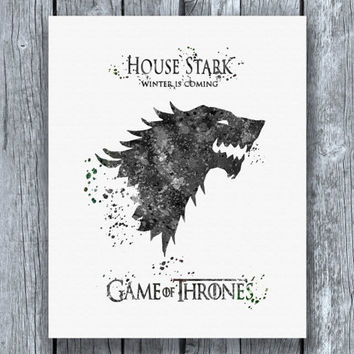 354x354 Game Of Thrones House Stark Watercolor From Allartprints - Game Of Thrones Watercolor