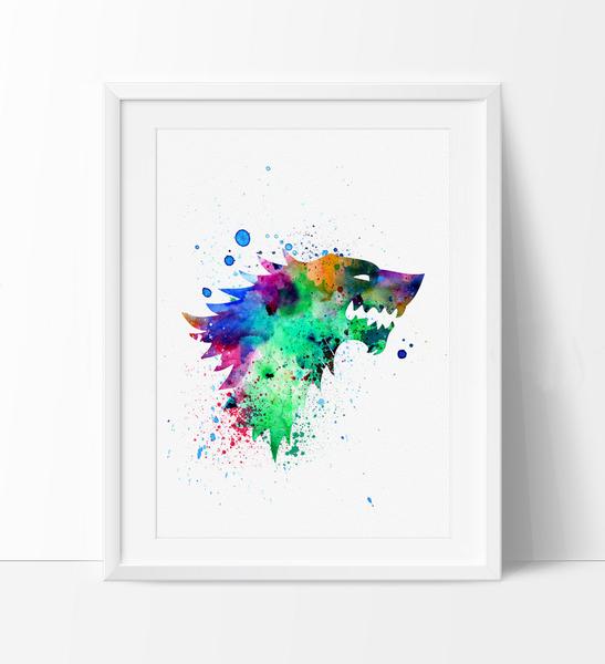 547x600 House Stark Watercolor Print, Game Of Thrones Art Poster - Game Of Thrones Watercolor