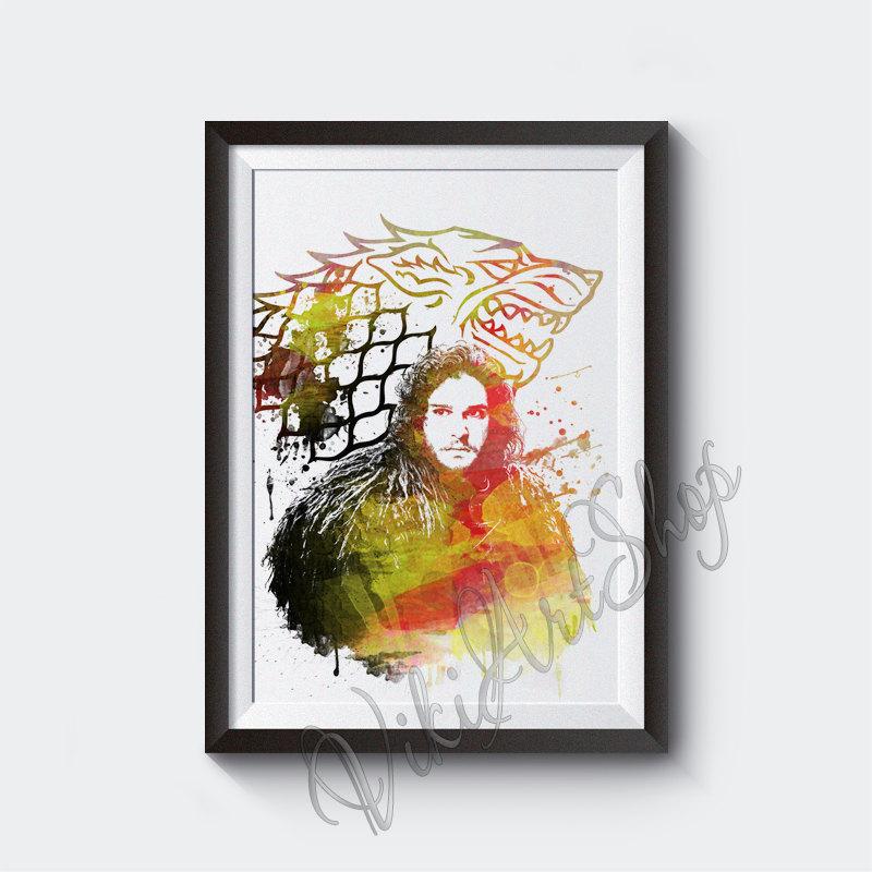 800x800 Jon Snow Watercolor Art Poster Print, Game Of Thrones Art Poster - Game Of Thrones Watercolor
