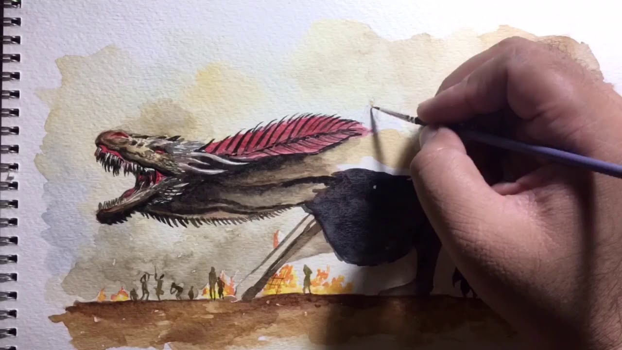 1280x720 Drogon - Game Of Thrones Watercolor