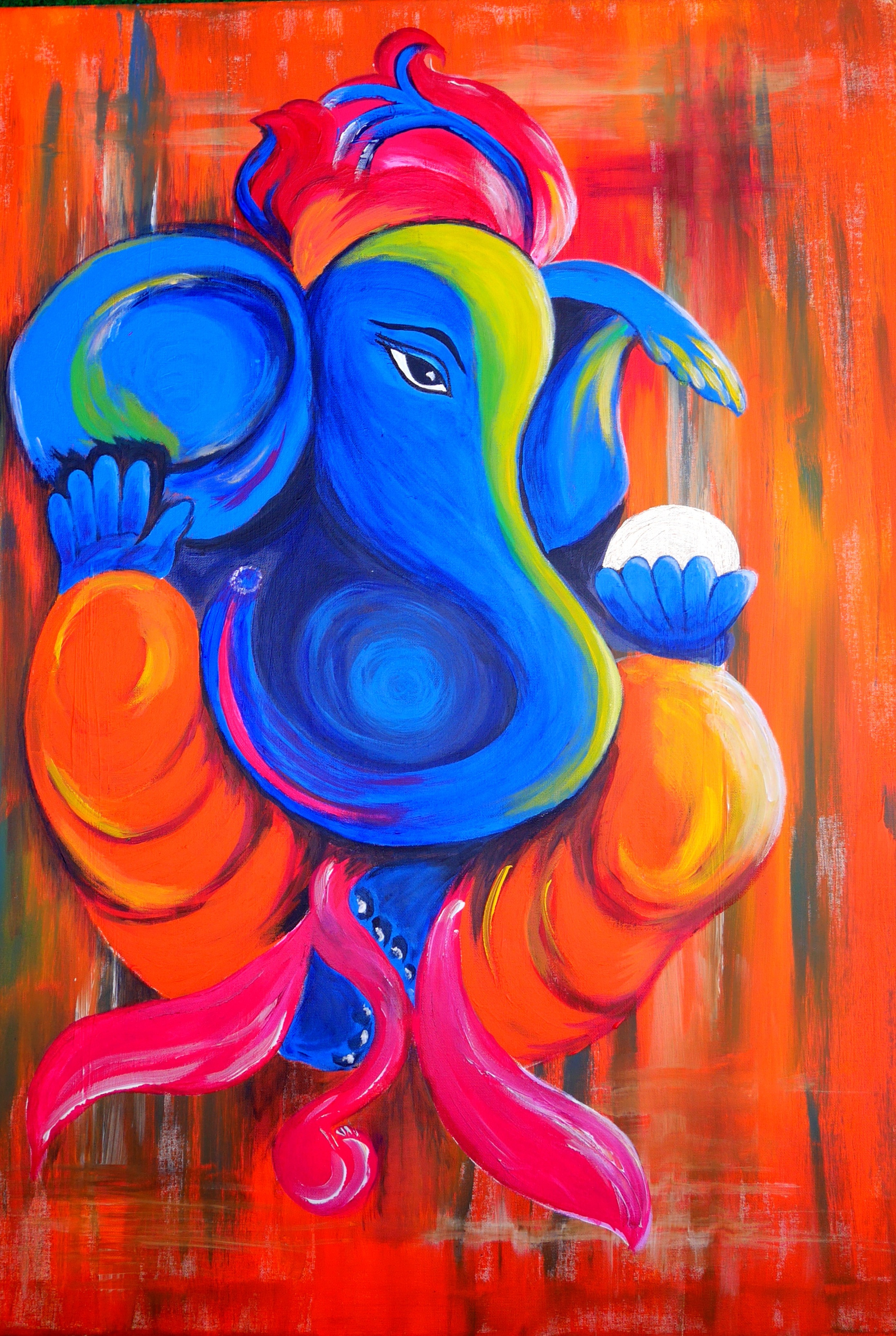 2192x3269 Free Images Red, Yellow, Still Life, Elephant, Artwork, Painting - Ganesha Watercolor