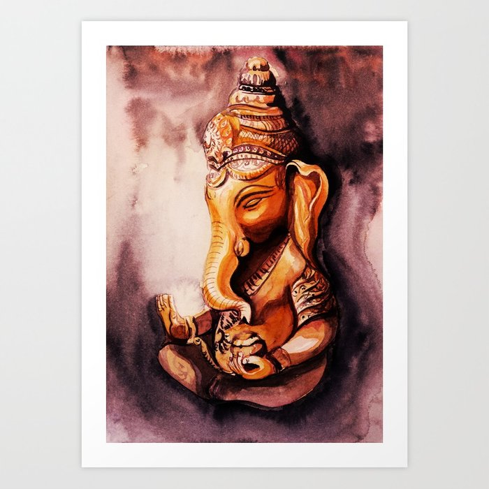 700x700 Ganesha Watercolor. Meditation Concept. Art Print By - Ganesha Watercolor