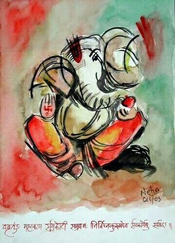 360x500 Ganesha Watercolour Watercolour Painting In 2018 - Ganesha Watercolor