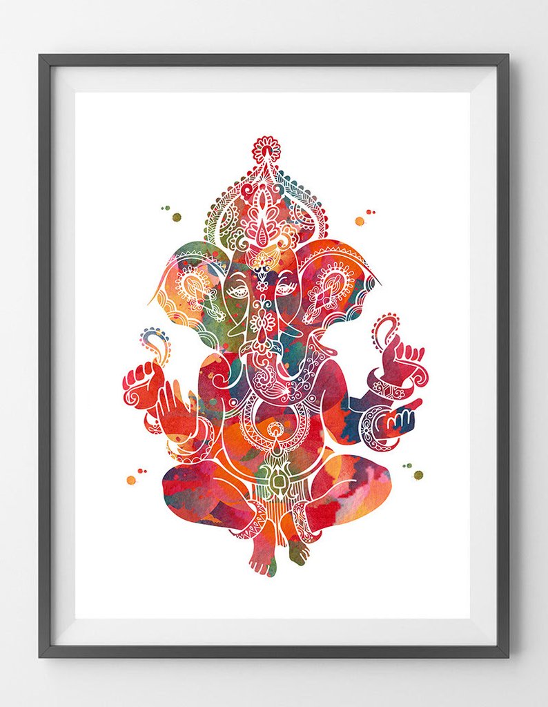 794x1024 Indian God Ganesha Watercolor Print Mimiprints - Ganesha Watercolor