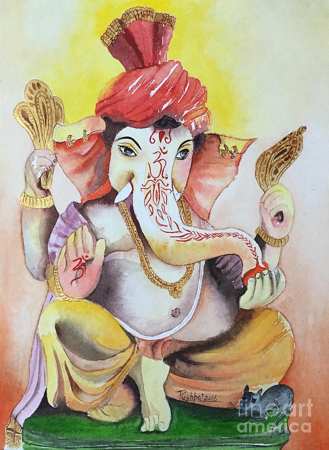 658x900 Lord Ganesha 5 Indian God Painting By Pushpa Sharma - Ganesha Watercolor