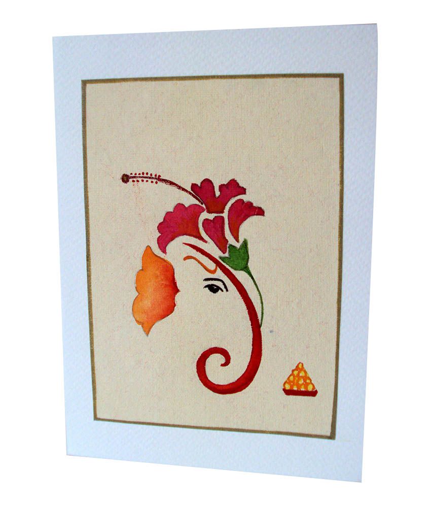 850x995 Singhroha Art Floral Ganesha Watercolor Greeting Card Buy Online - Ganesha Watercolor